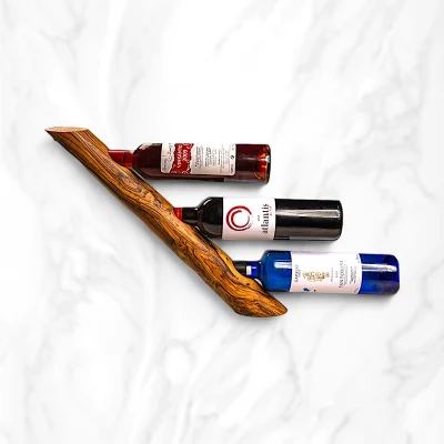 Olive wood wine holder (Triple)